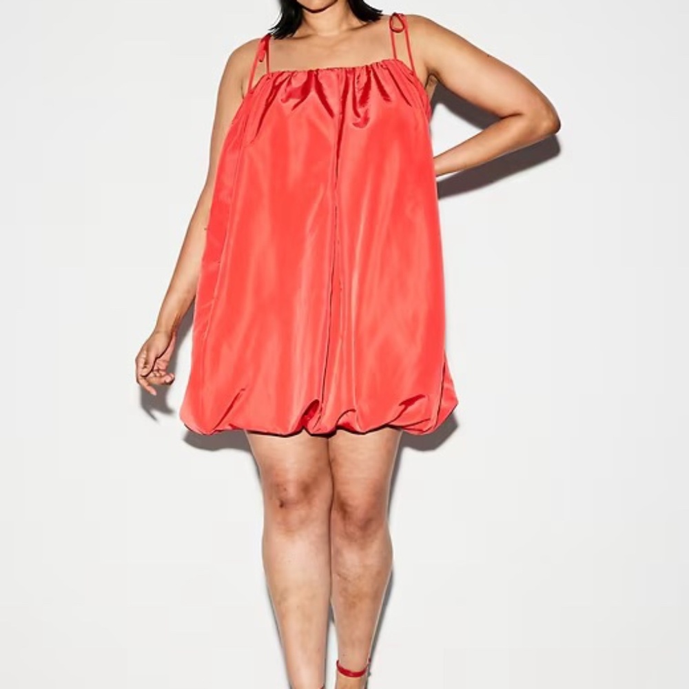 Plus Size 4X |The Occasion by Old Navy Taffeta Bubble Mini Dress | Bright Coral